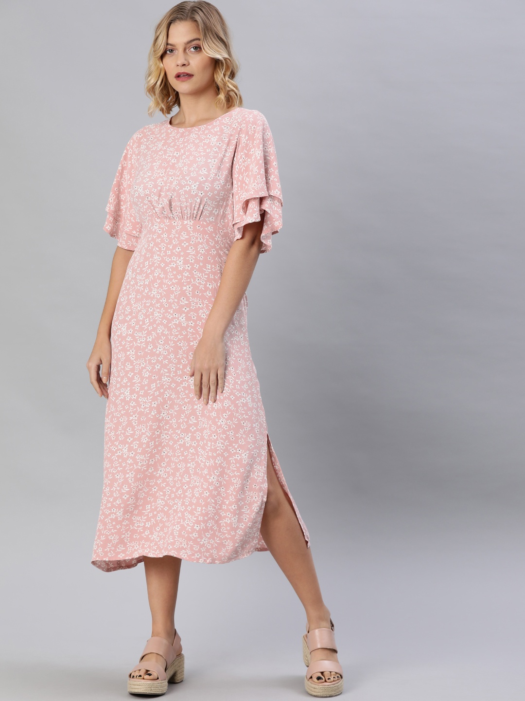 

ONLY Women Pink and White Floral Printed Maxi Dress