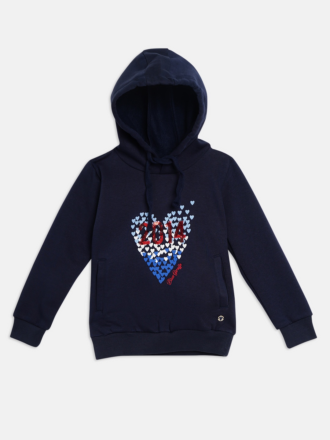 

Blue Giraffe Girls Blue Printed Hooded Sweatshirt