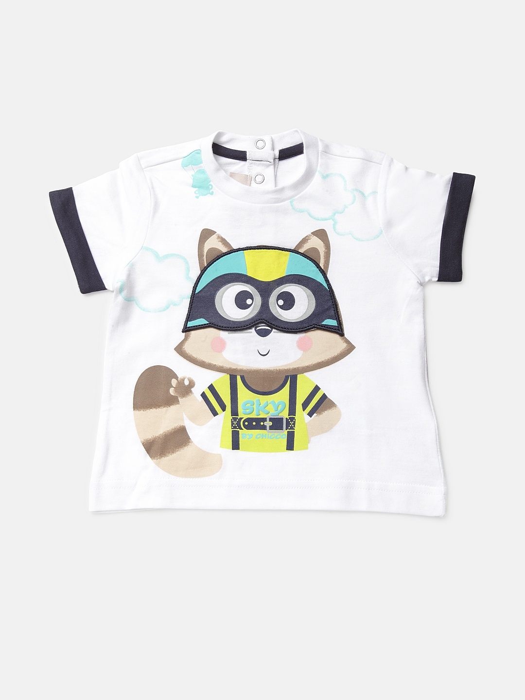 

Chicco Boys White Brown Printed Round Neck Pure Cotton T-shirt