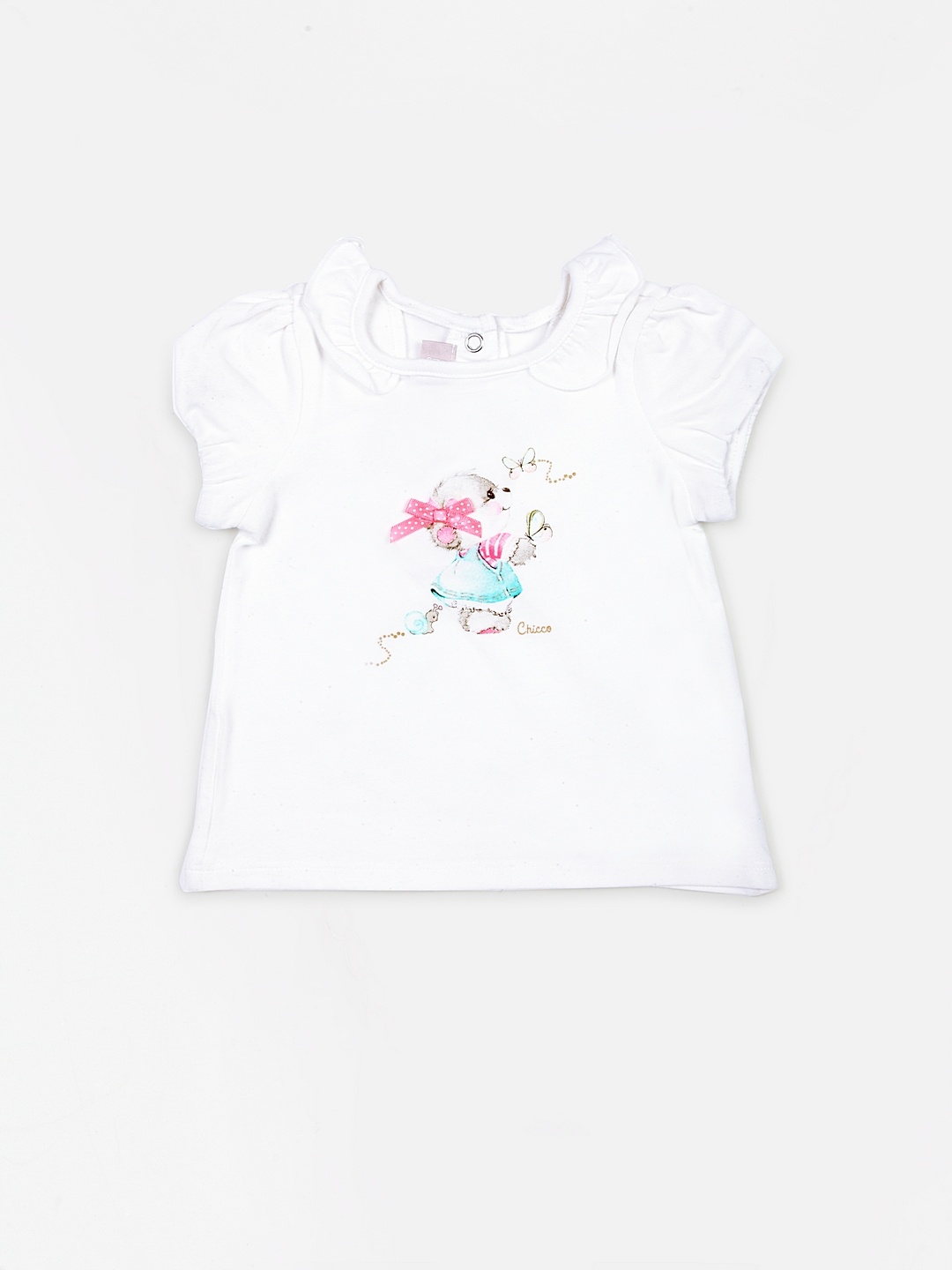 

Chicco Girls White Printed Round Neck T-shirt