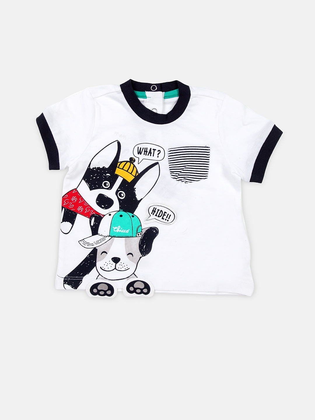 

Chicco Boys White Black Printed Round Neck Pure Cotton T-shirt