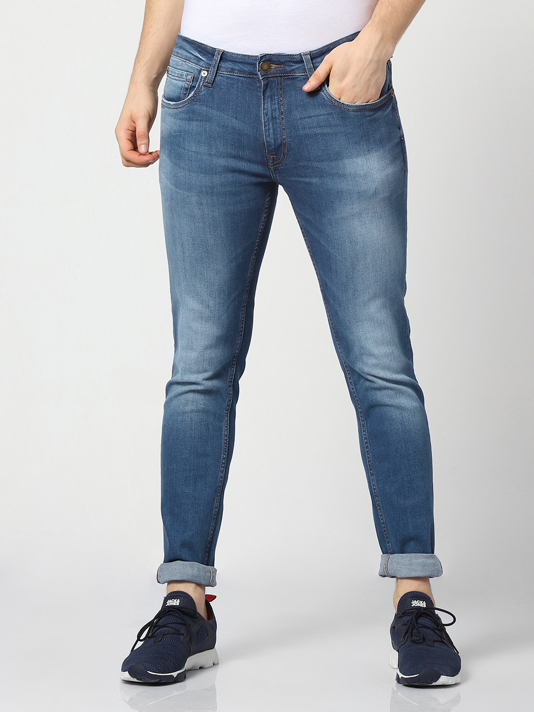 

Jack & Jones Men Blue Ben Skinny Fit Low-Rise Clean Look Stretchable Jeans