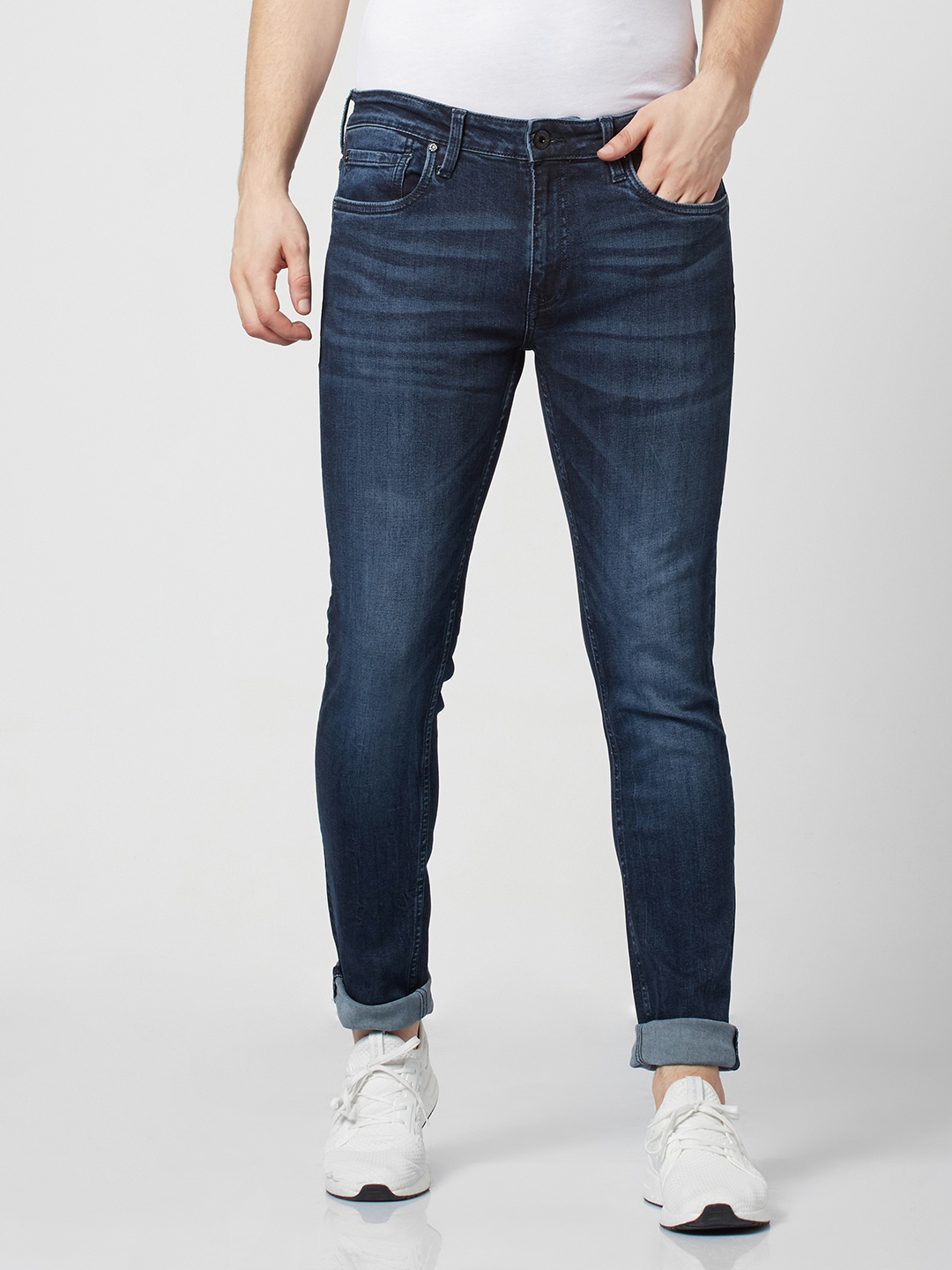 

Jack & Jones Men Blue Ben Skinny Fit Low-Rise Clean Look Stretchable Jeans