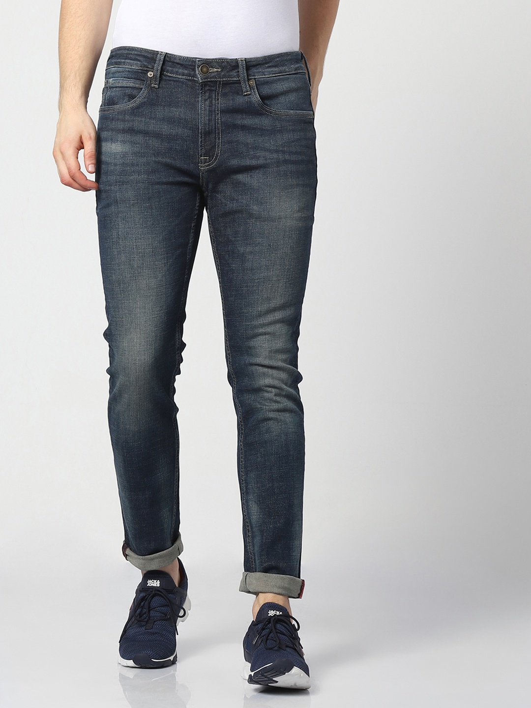 

Jack & Jones Men Blue Glenn Slim Fit Low-Rise Clean Look Stretchable Jeans