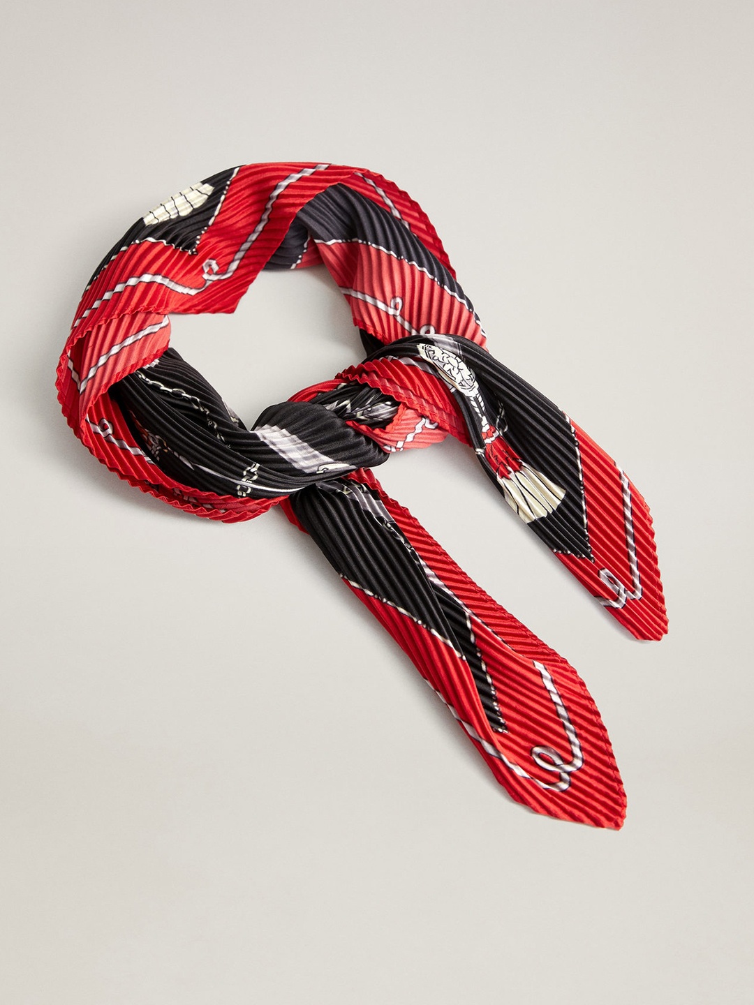 

MANGO Women Black & Red Printed Scarf