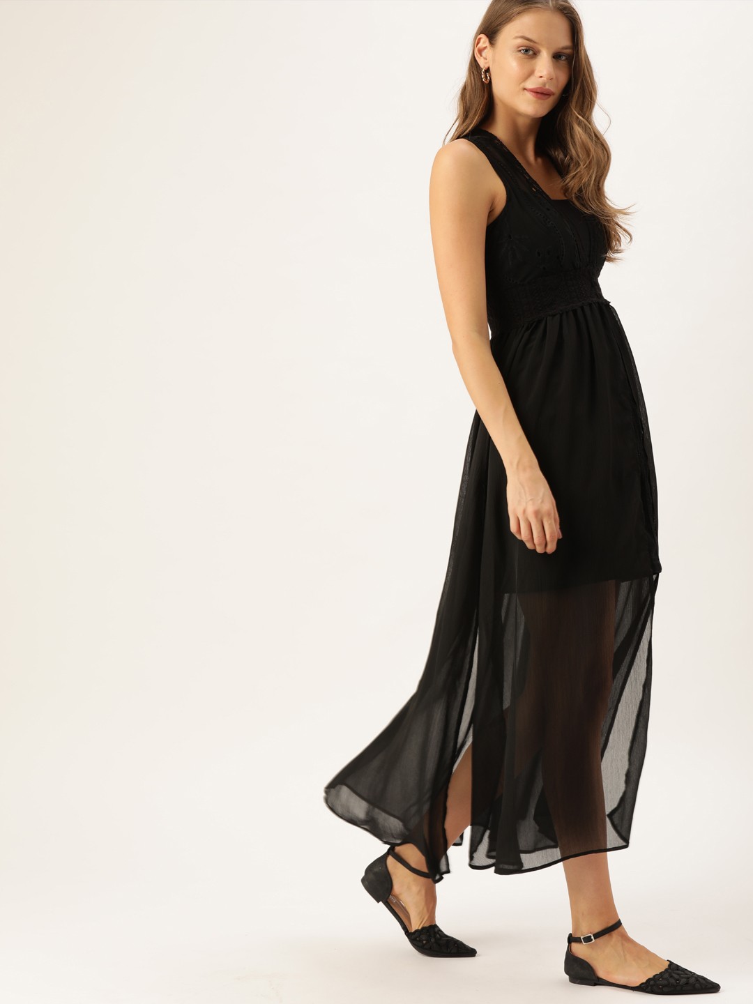 

FOREVER 21 Women Black Solid Maxi Dress