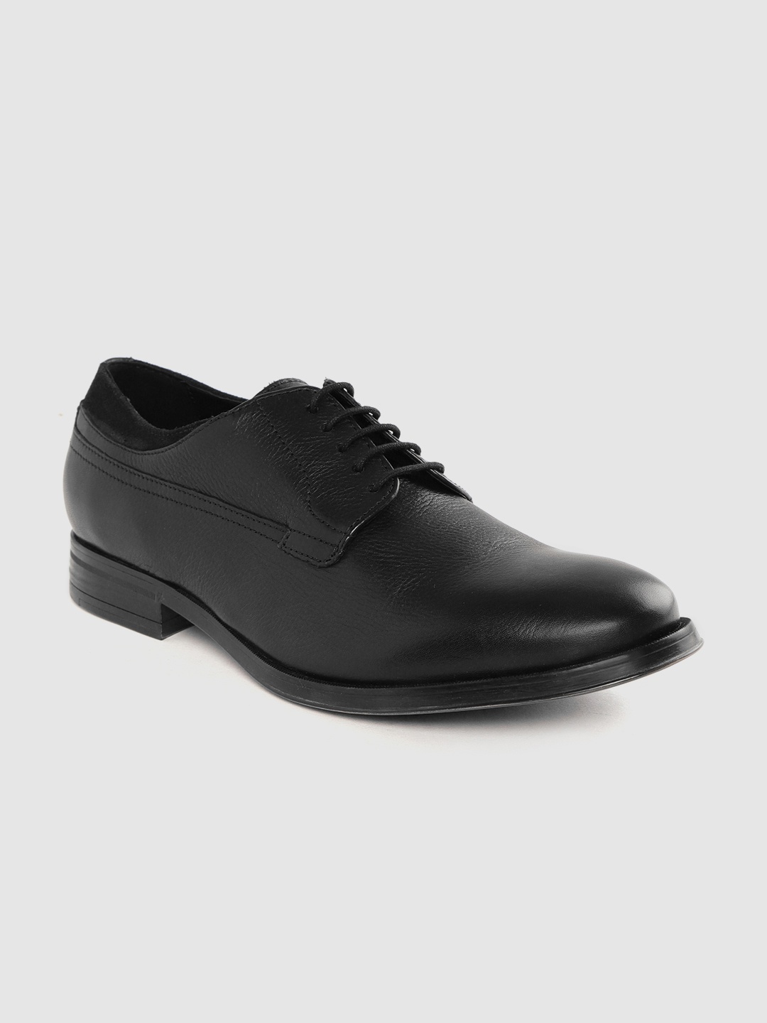 

Geox Men Black Solid Leather Formal Derbys