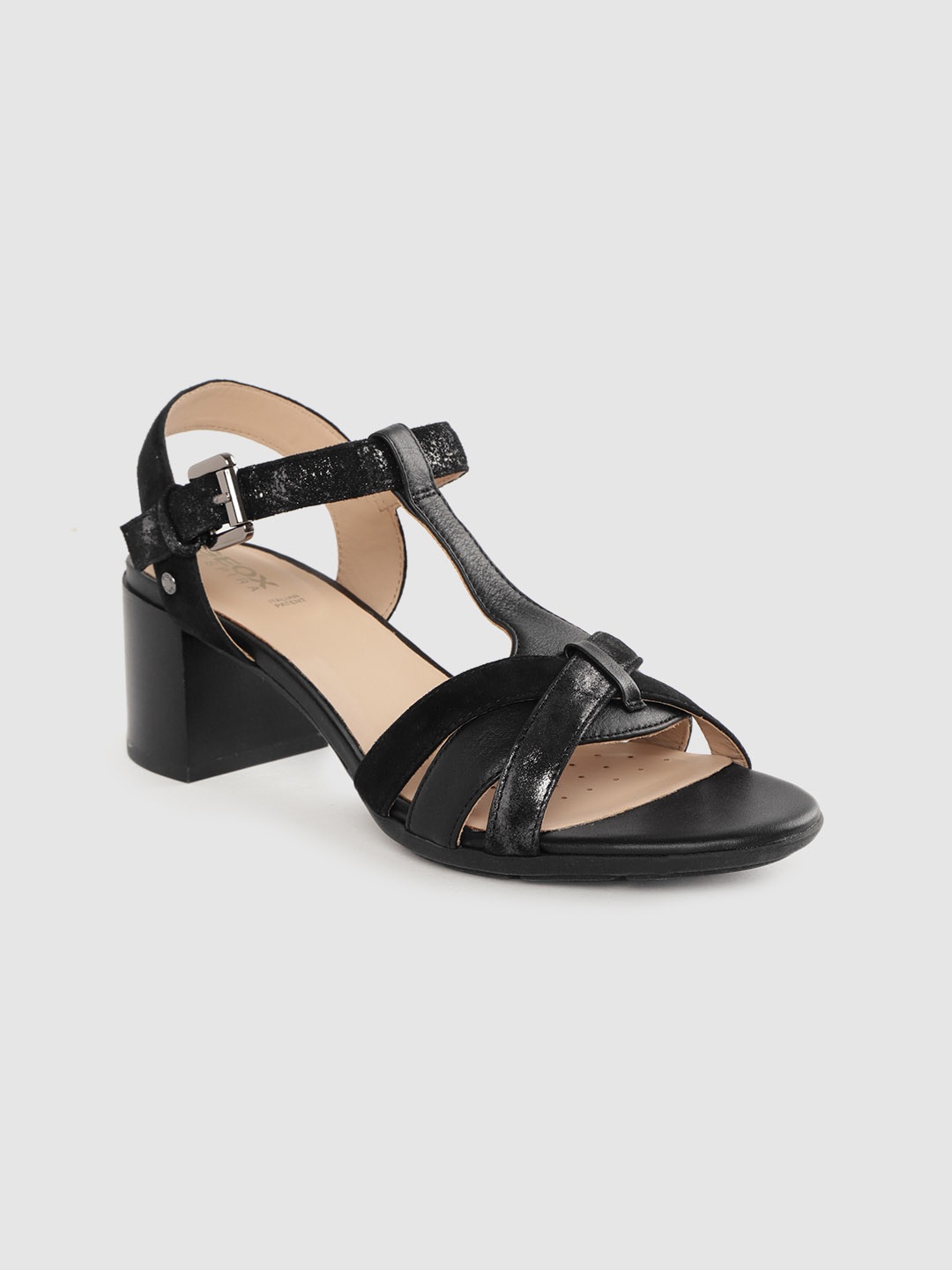 

Geox Women Black Solid Leather Heels