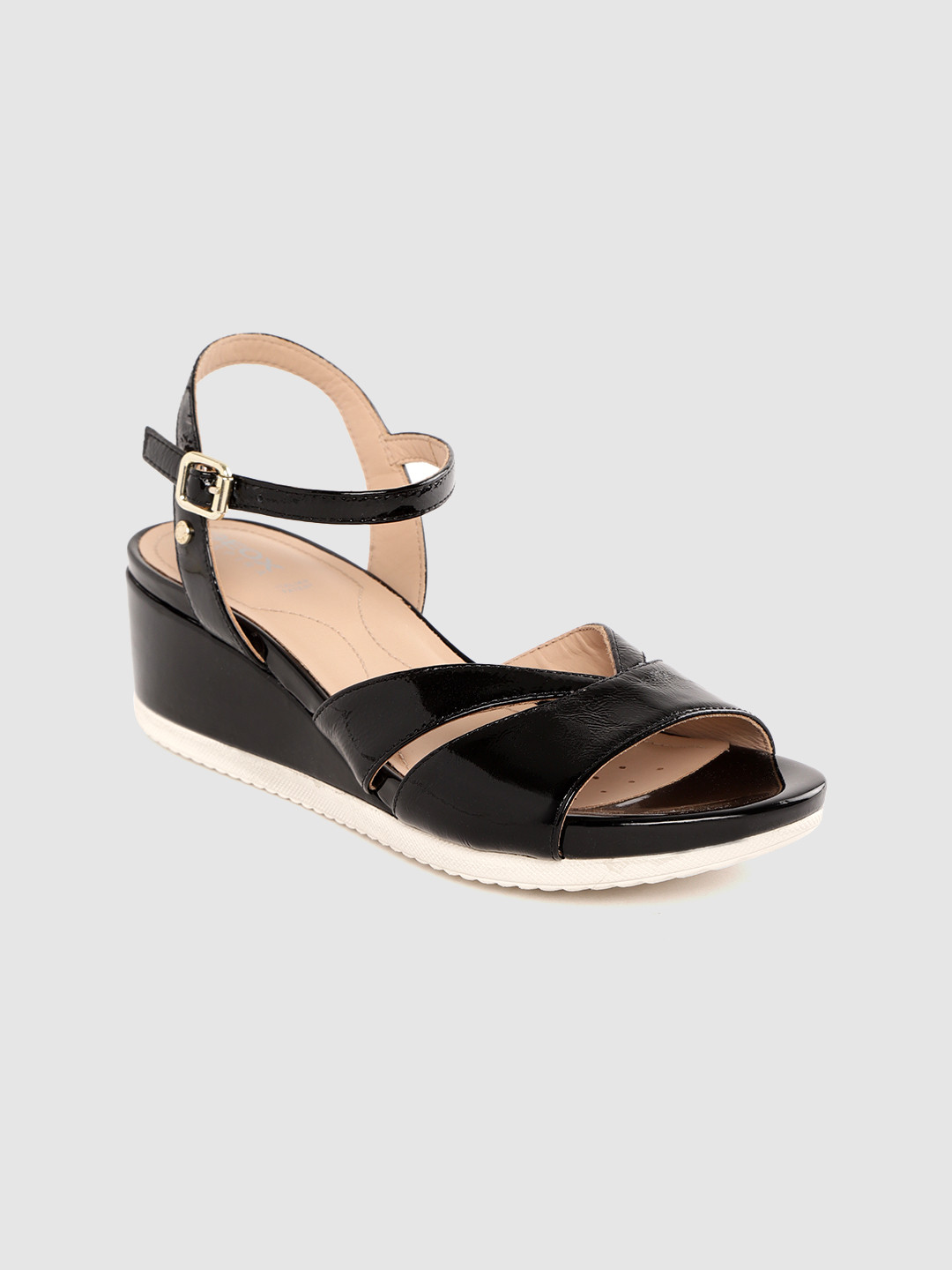 

Geox Women Black Solid Leather Wedges