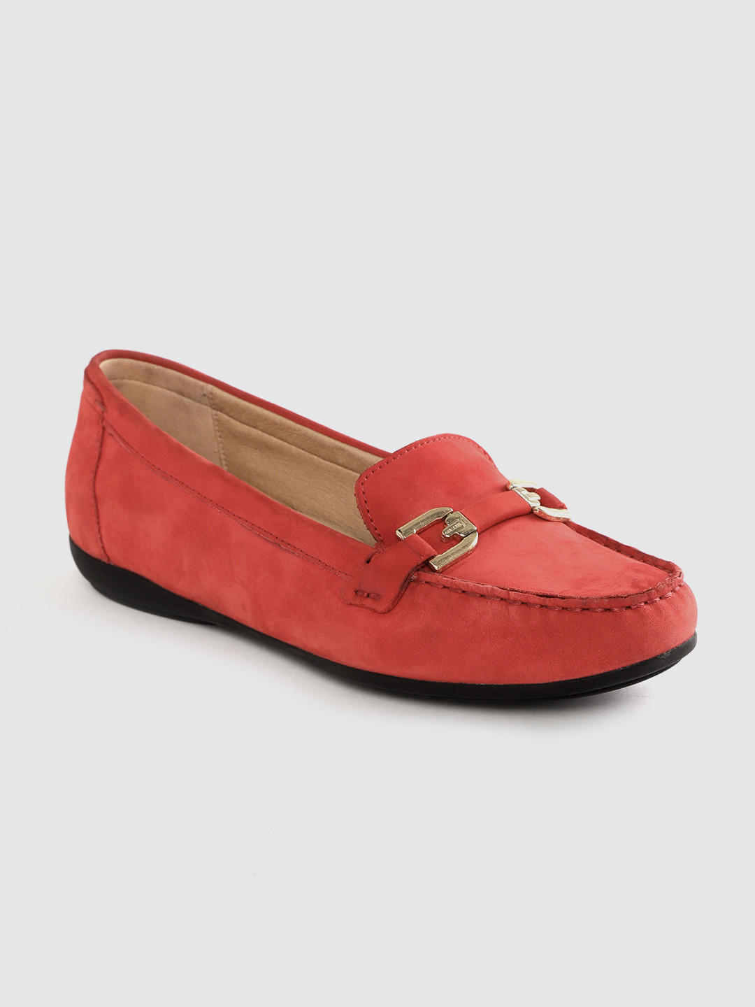 

Geox Women Red Leather Solid Loafers