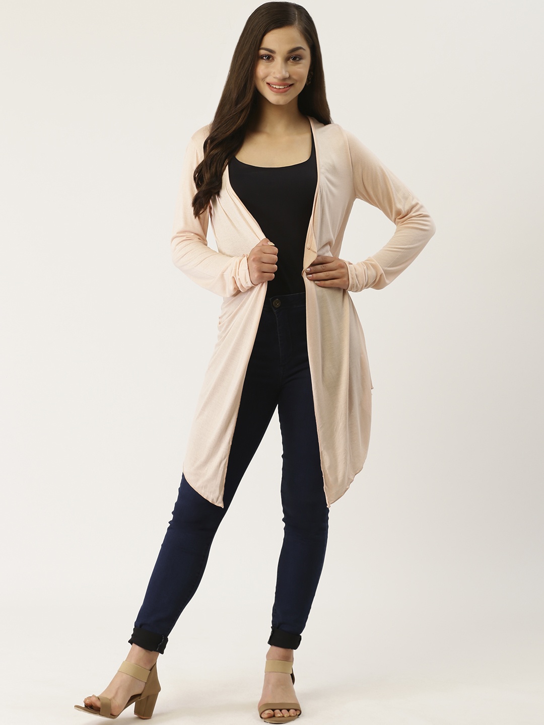 

Trend Arrest Women Beige Solid Open Front Shrug