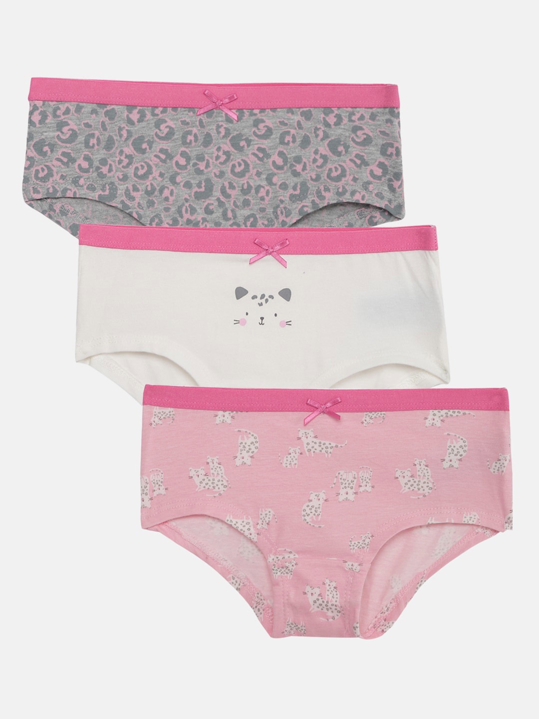 

mothercare Girls Pack of 3 Printed Briefs 410151263006, Grey