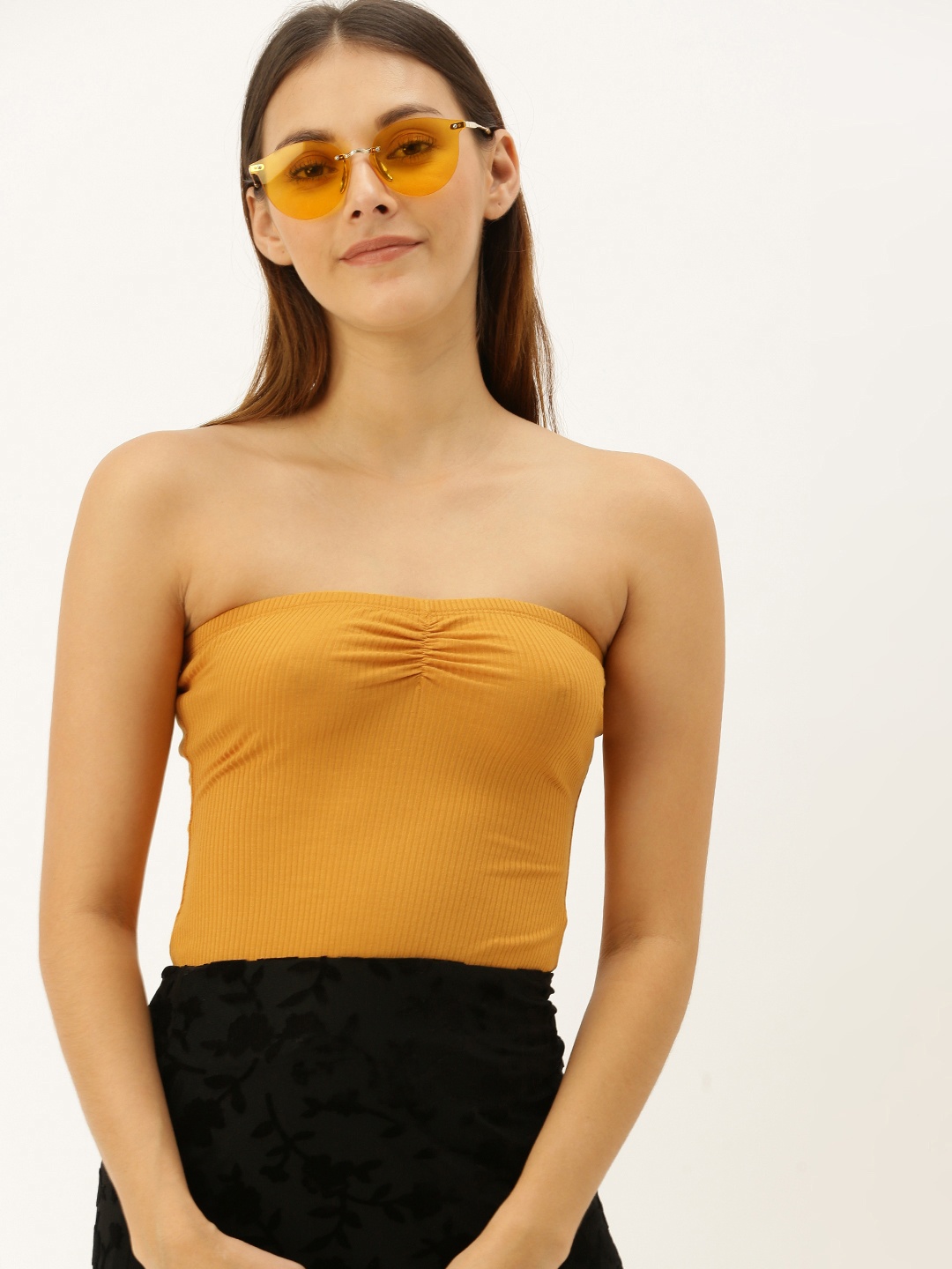 

FOREVER 21 Womans Beige Striped Off-Shoulder Bodysuit