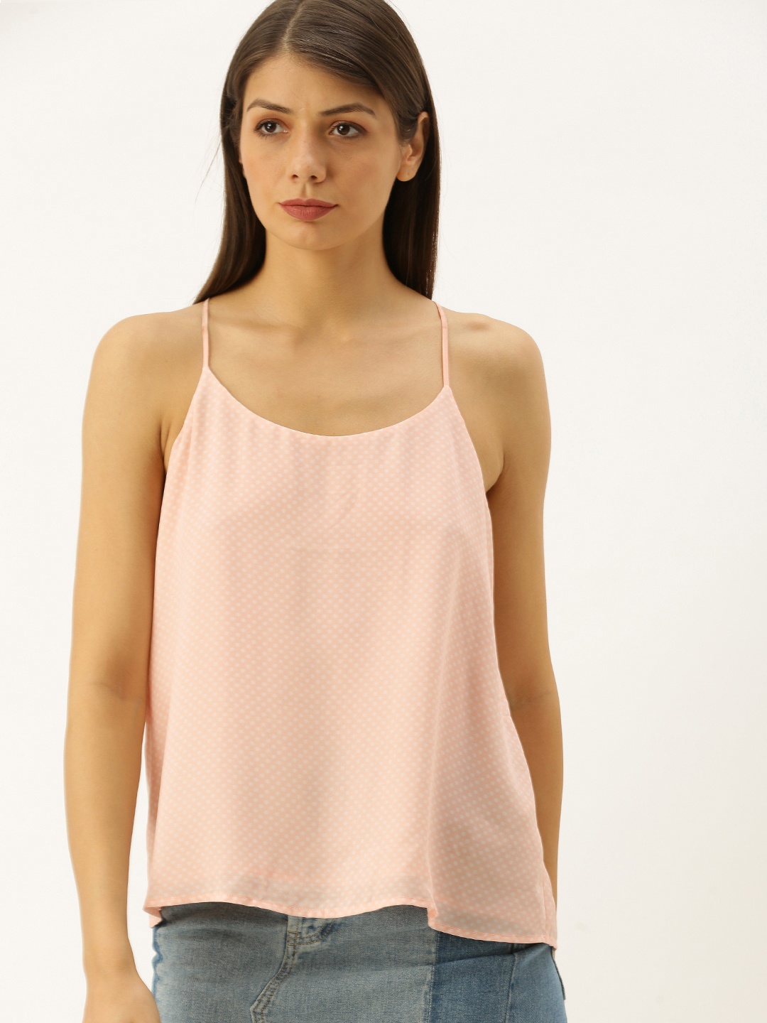 

FOREVER 21 Women Pink & White Printed Top