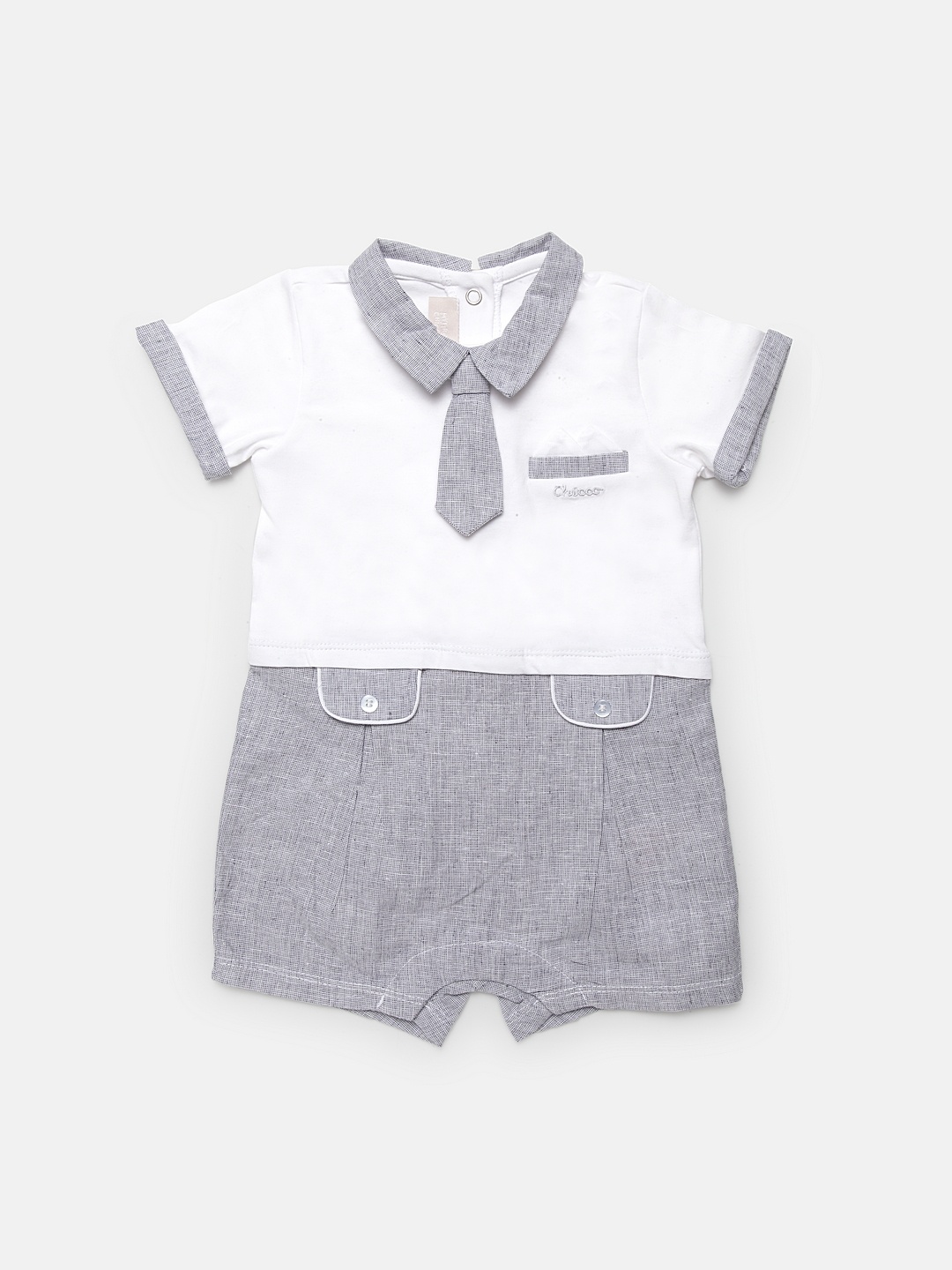 

Chicco Infant Boys White & Grey Romper