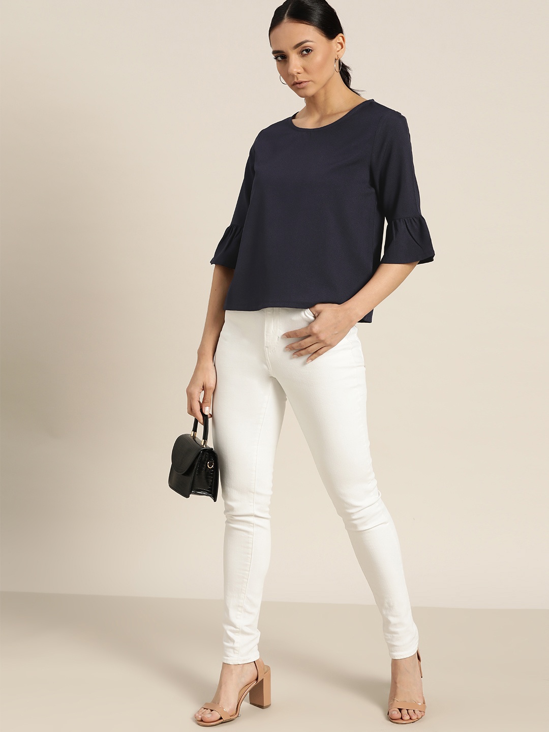 

her by invictus Women Navy Blue Solid Top