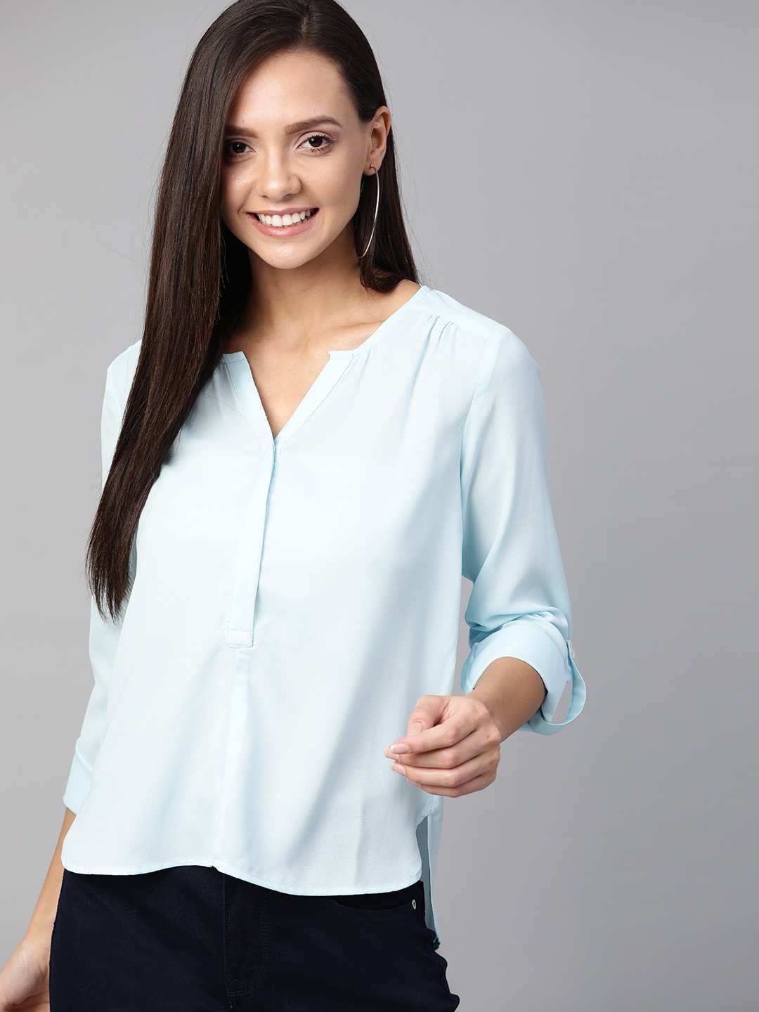 

Mast & Harbour Women Blue Solid Top