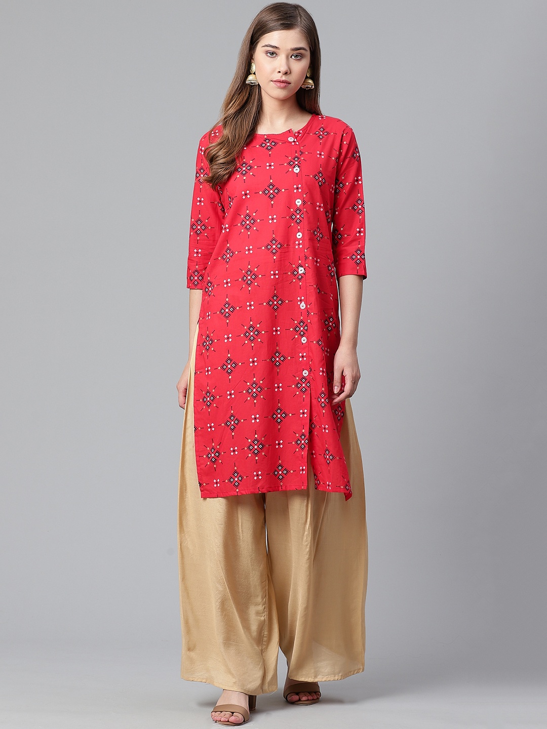 

Anubhutee Women Red & Black Printed Straight Kurta