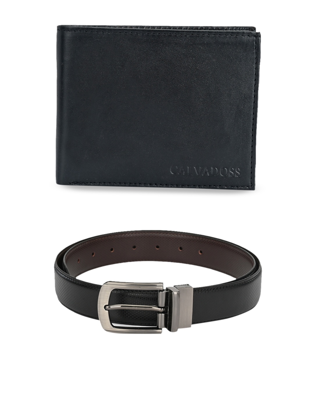 

Calvadoss Men Black & Brown Premium Belt & Wallet Gift Set