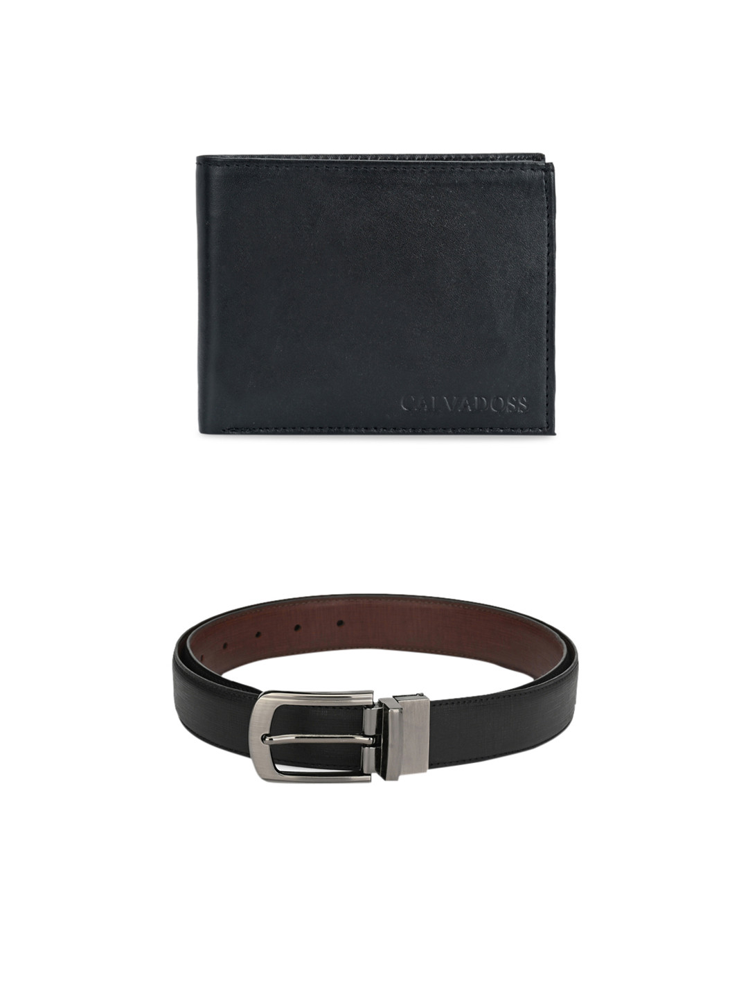 

Calvadoss Men Black & Brown Premium Belt & Wallet Gift Set