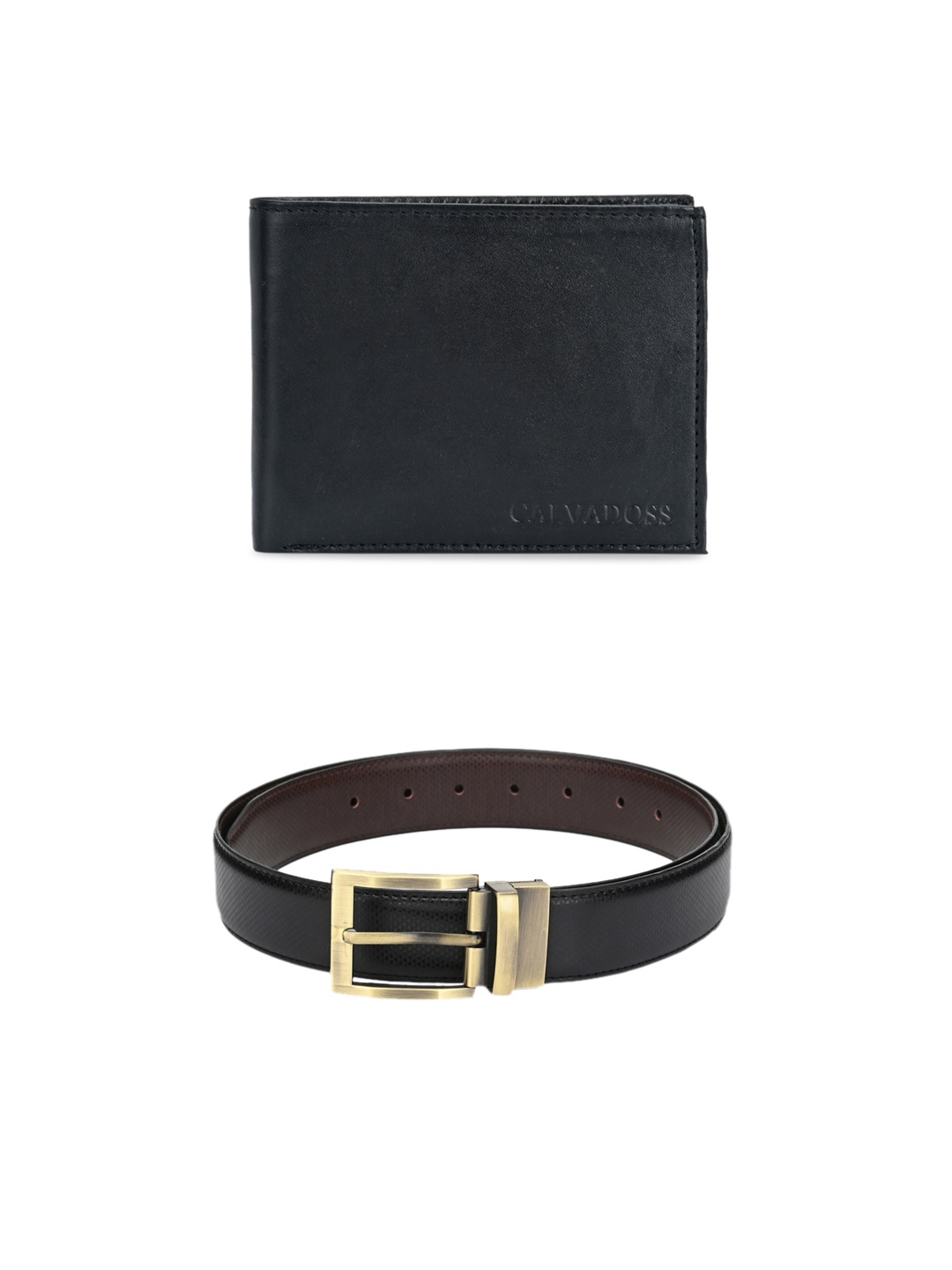 

Calvadoss Men Black & Brown Premium Belt & Wallet Gift Set