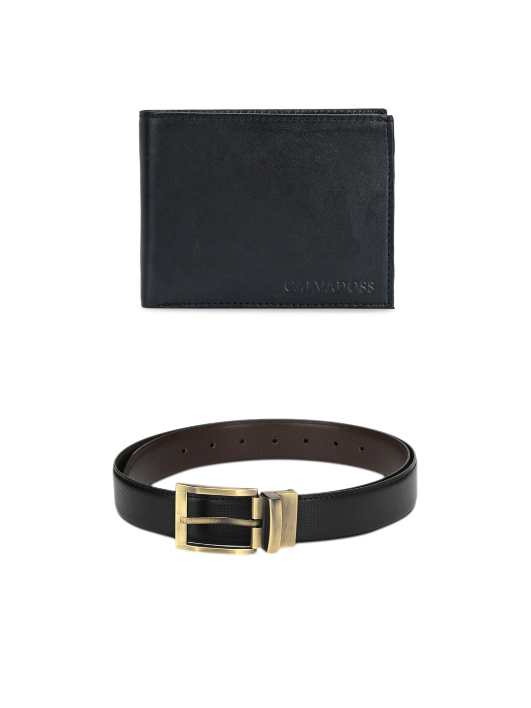 

Calvadoss Men Black & Brown Premium Belt & Wallet Gift Set