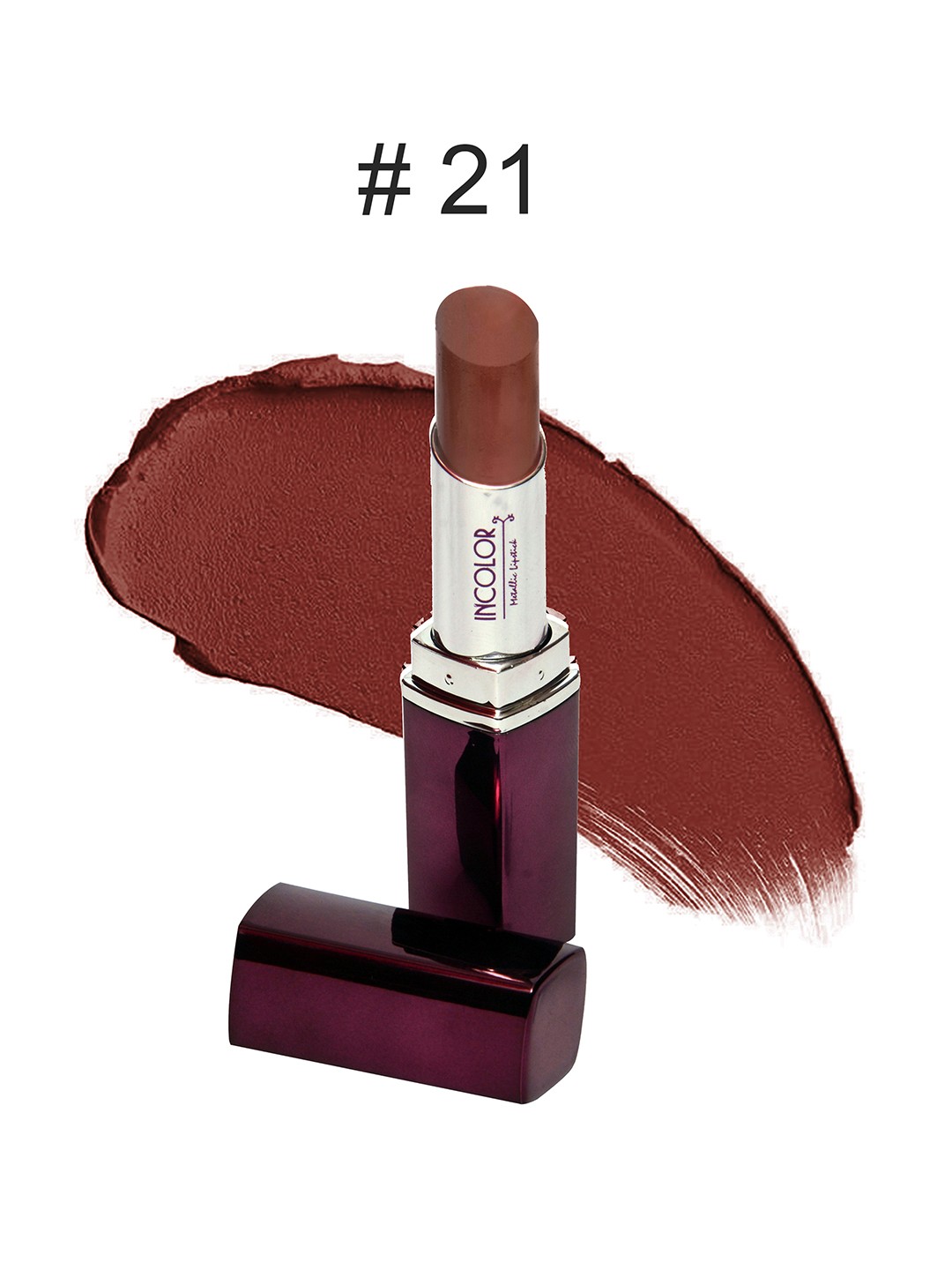 

INCOLOR Maroon Mettalic 21 Lipstick 3.7 gm, Brown