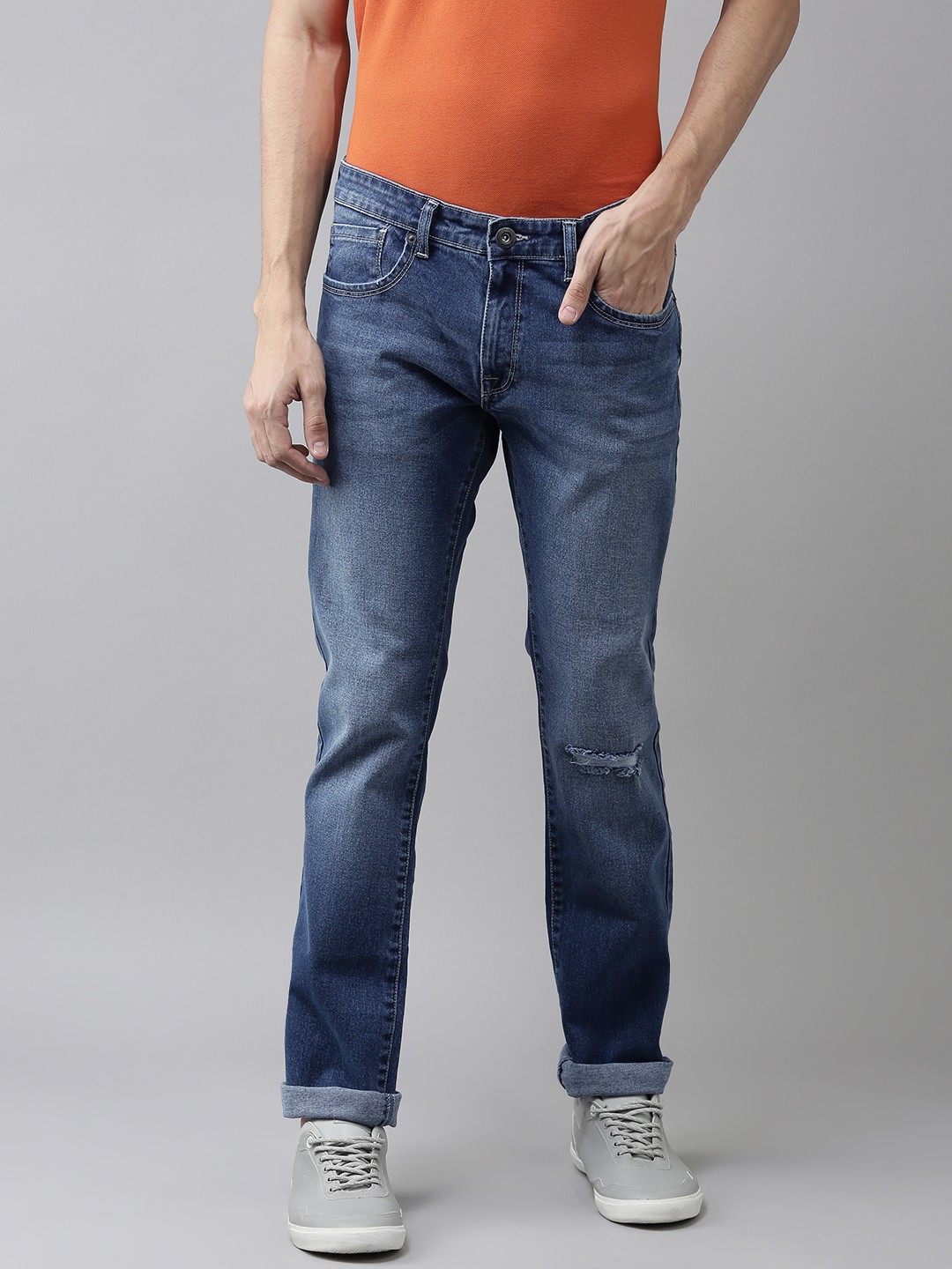

BEAT LONDON by PEPE JEANS Men Blue Slim Fit Low-Rise Light Fade Stretchable Jeans