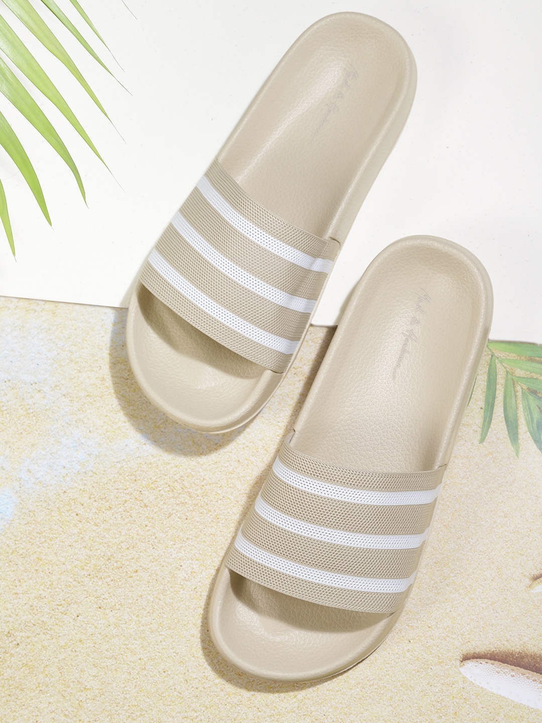 

Mast & Harbour Men Beige Striped Sliders