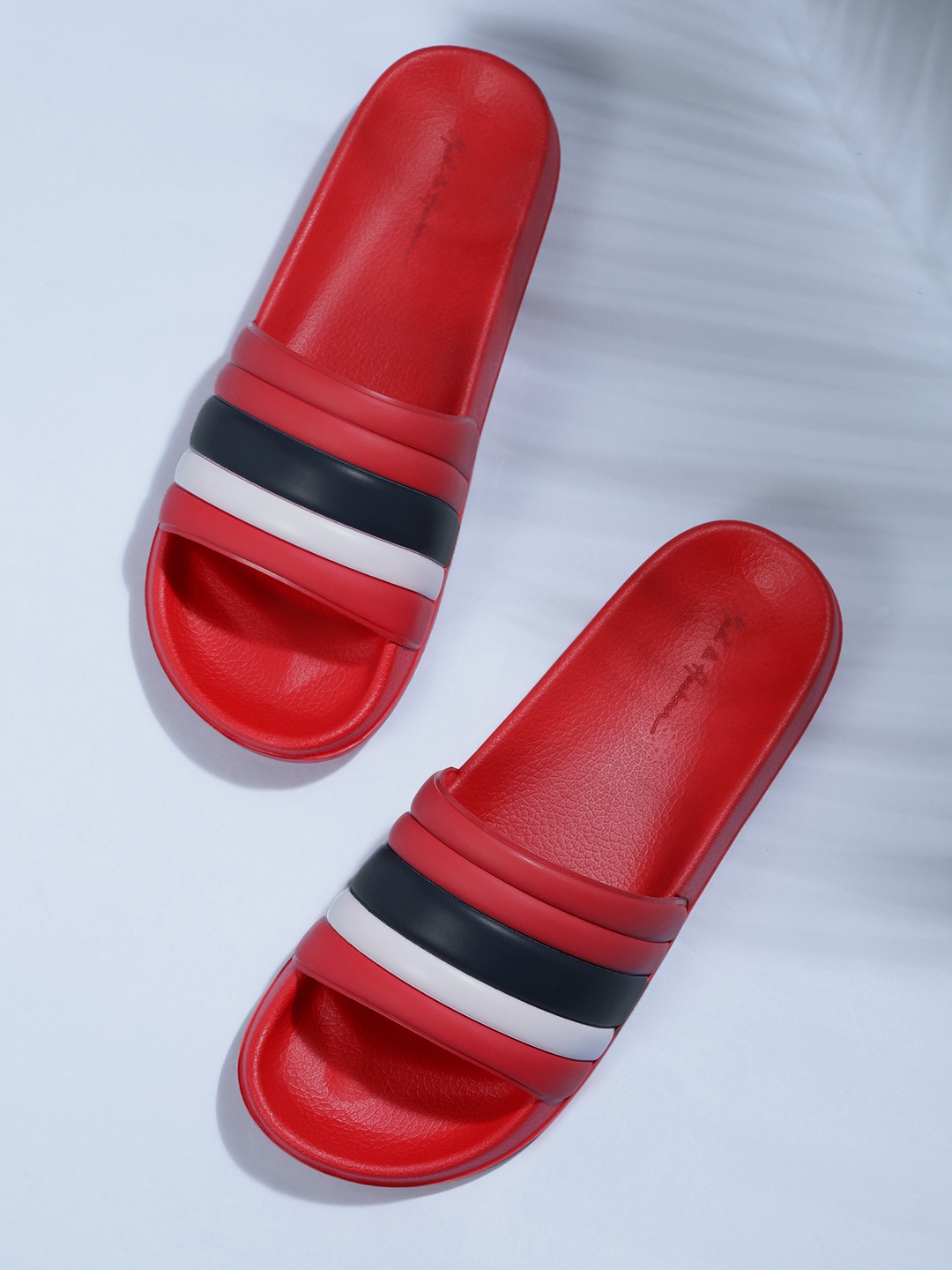 

Mast & Harbour Men Red Striped Sliders