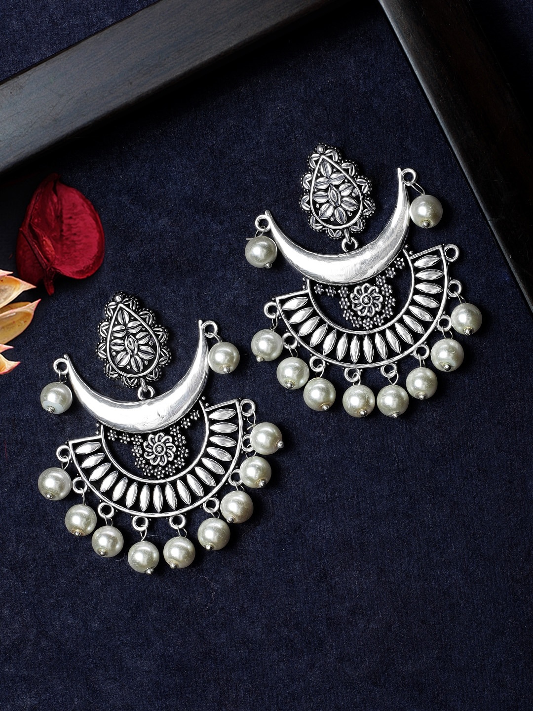 

Rubans Silver-Plated Handcrafted Crescent Shaped Chandbalis