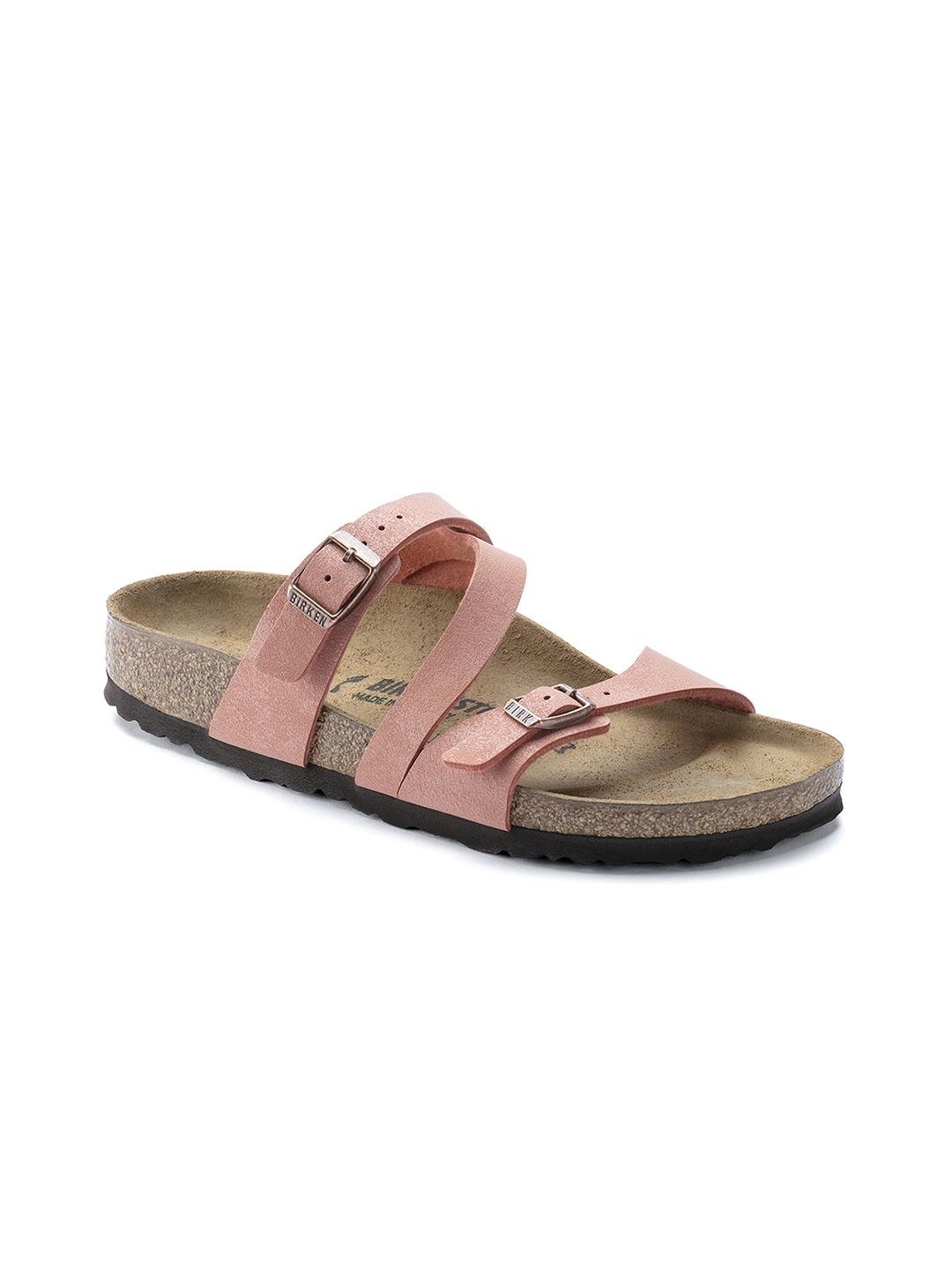 

Birkenstock Women Pink Salina Birko-Flor Nubuck Open Toe Narrow Width Flats