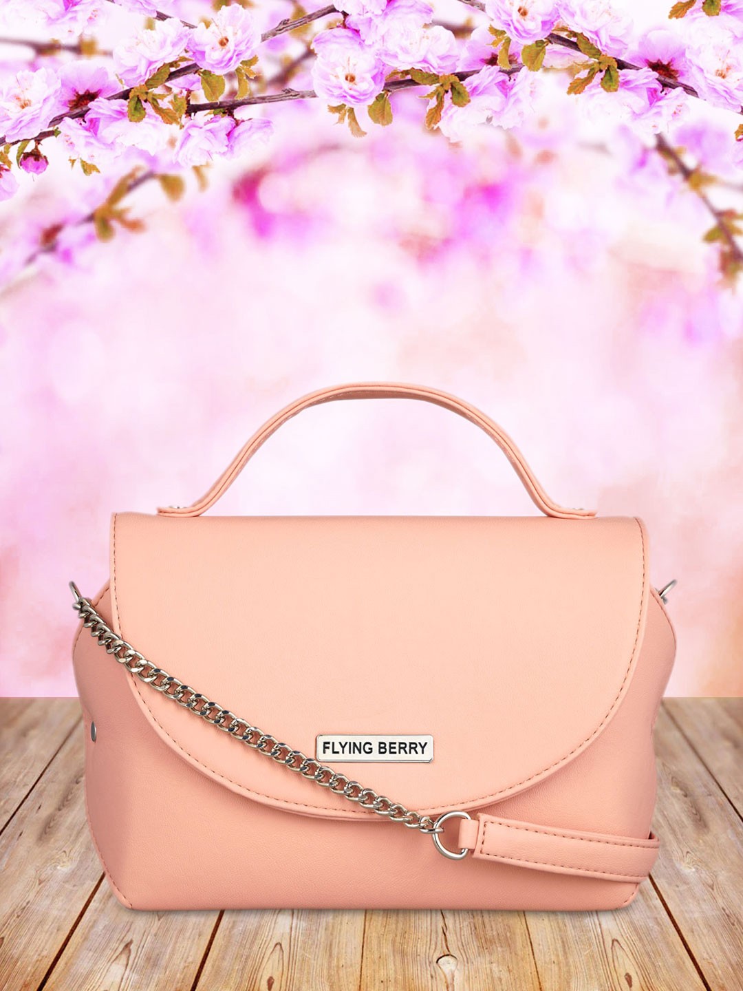 

FLYING BERRY Peach-Coloured Solid Sling Bag