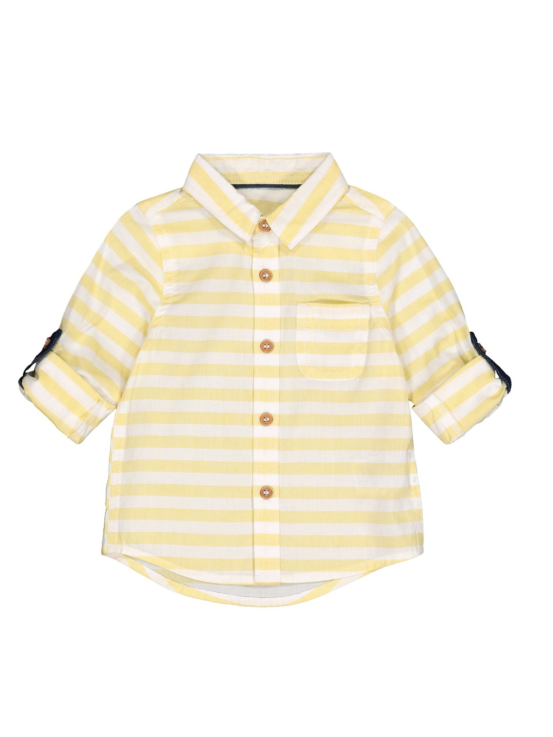 

mothercare Boys Yellow & Off-White Striped Regular Fit Casual Shirt