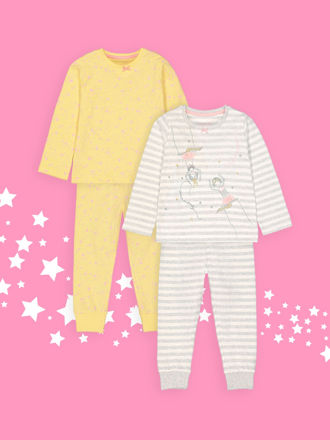 

mothercare Girls Pack of 2 Nightsuits, Yellow