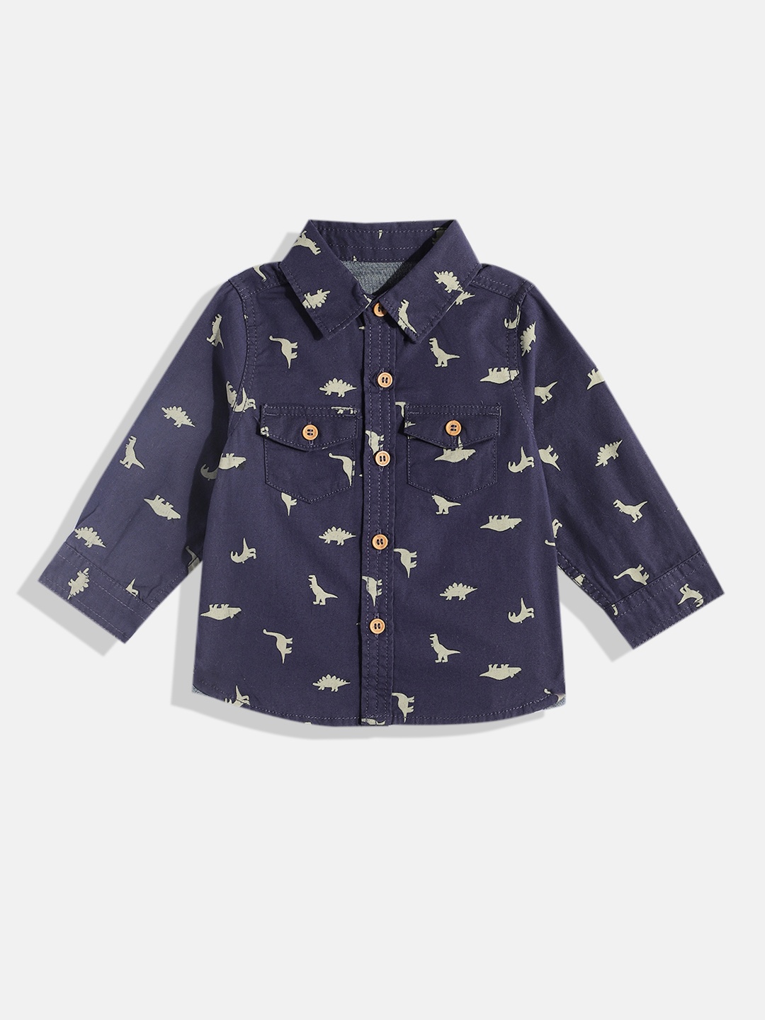 

mothercare Boys Conversational Printed Pure Cotton Casual Shirt, Navy blue