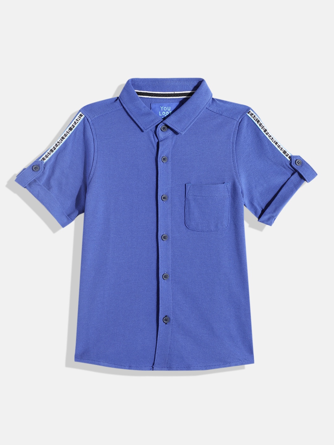 

mothercare Boys Pure Cotton Knitted Casual Shirt, Blue