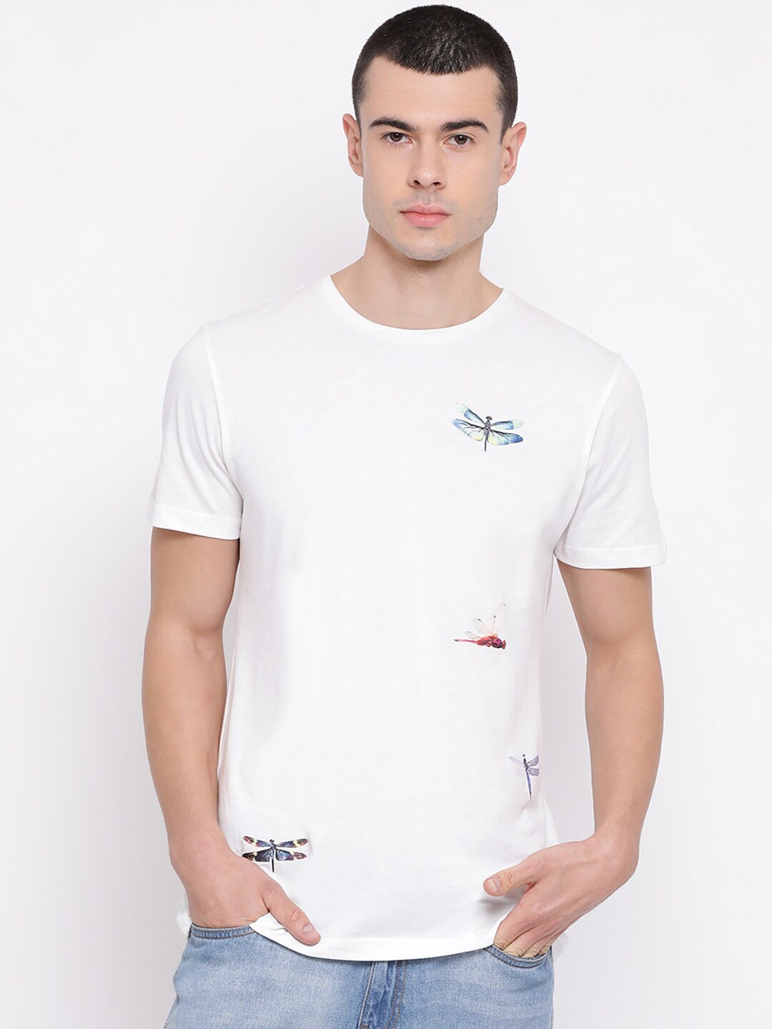 

Antony Morato Men White Printed Round Neck T-shirt