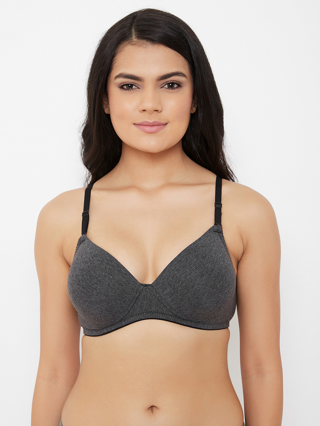 

Clovia Grey & Black Bra Full Coverage Lightly Padded