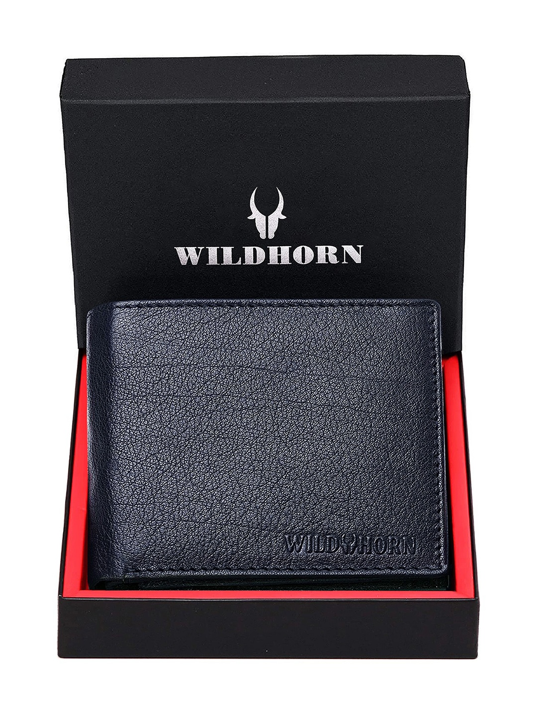 

WildHorn Men Blue Solid Two Fold Leather Wallet