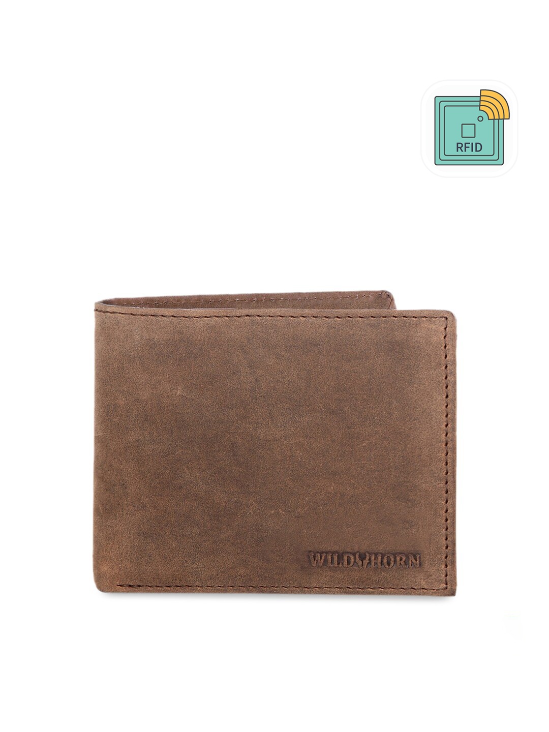 

WildHorn Men Tan Brown Solid RFID Protected Genuine Leather Two Fold Wallet