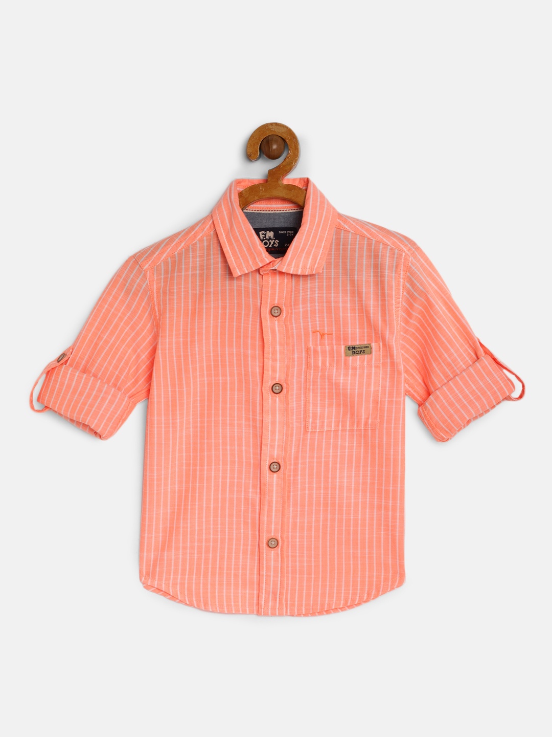 

Flying Machine Boys Orange Regular Fit Striped Casual Shirt