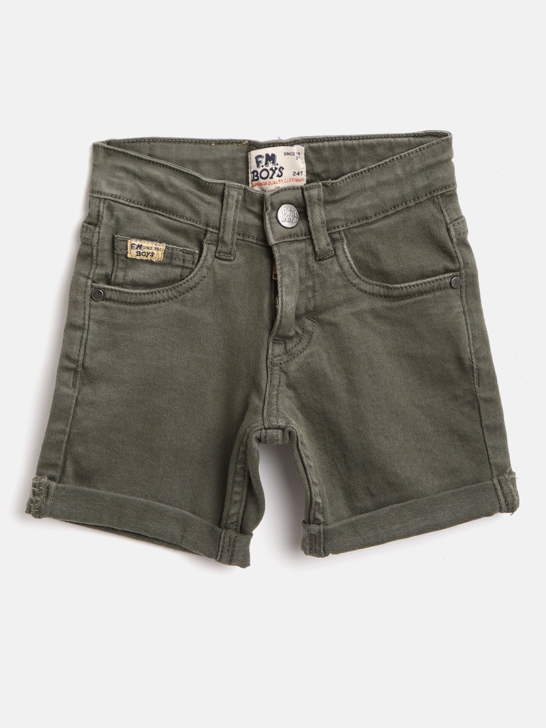 

Flying Machine Boys Olive Green Solid Regular Fit Regular Shorts