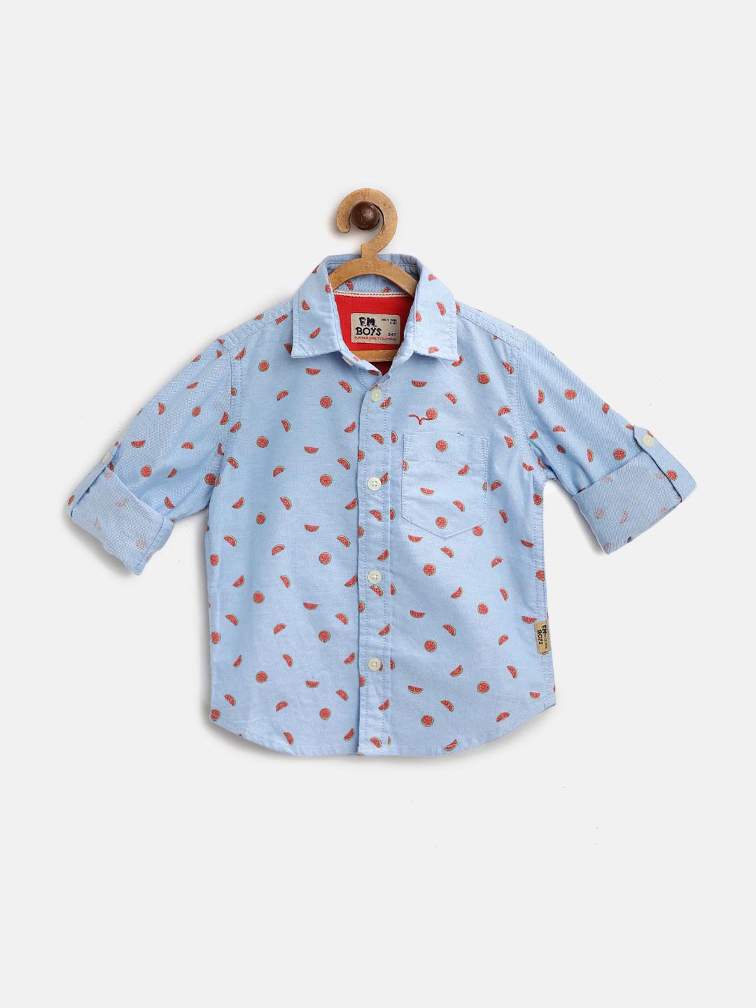 

Flying Machine Boys Blue & Orange Watermelon Print Regular Fit Casual Shirt