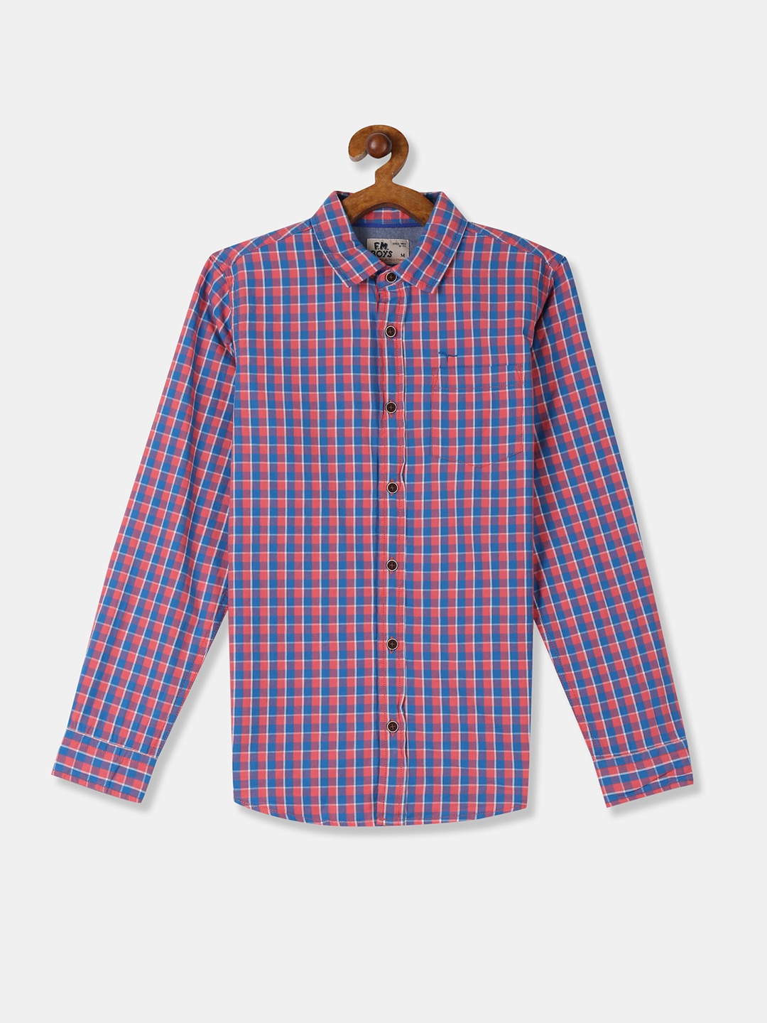 

Flying Machine Boys Red & Blue Regular Fit Checked Casual Shirt