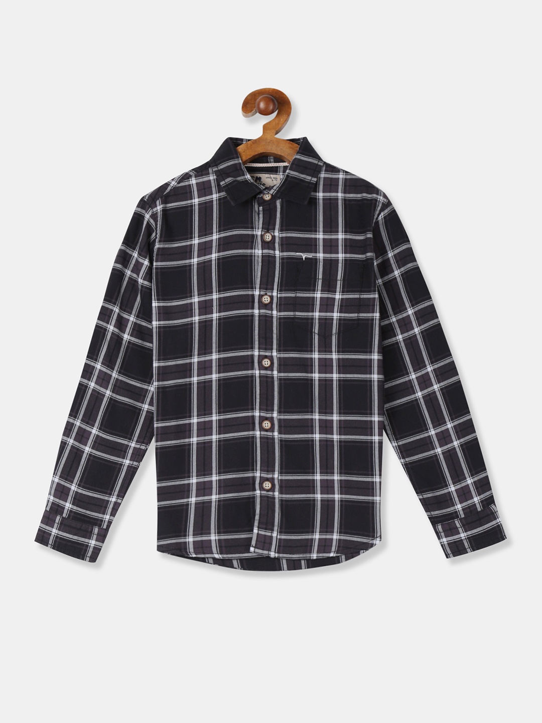 

Flying Machine Boys Black & White Regular Fit Checked Casual Shirt