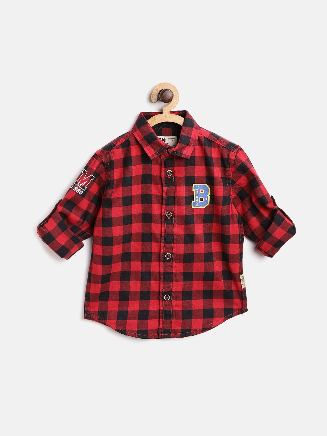 

Flying Machine Boys Red & Black Regular Fit Checked Casual Shirt