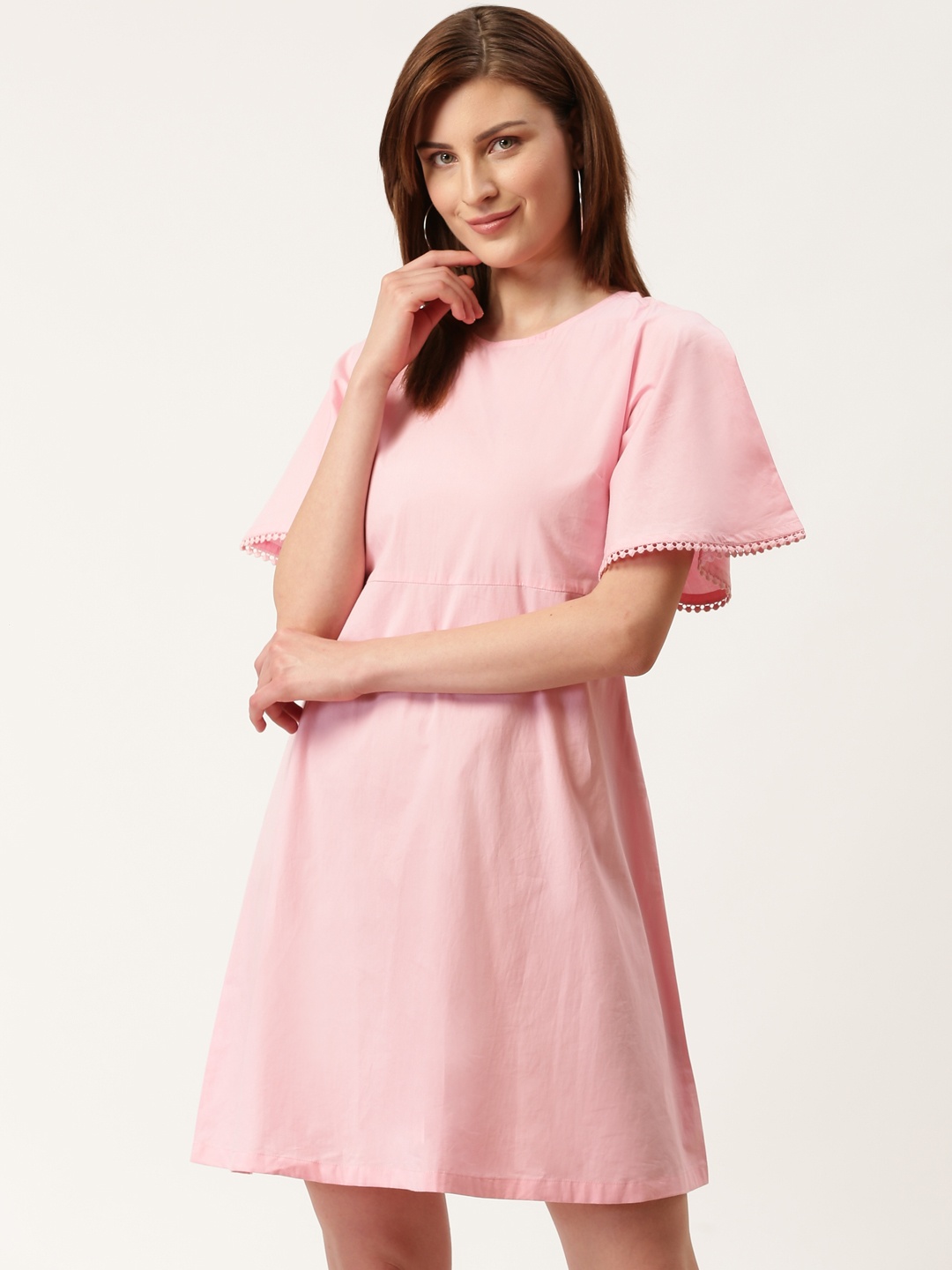 

HERE&NOW Women Pink Solid A-Line Dress
