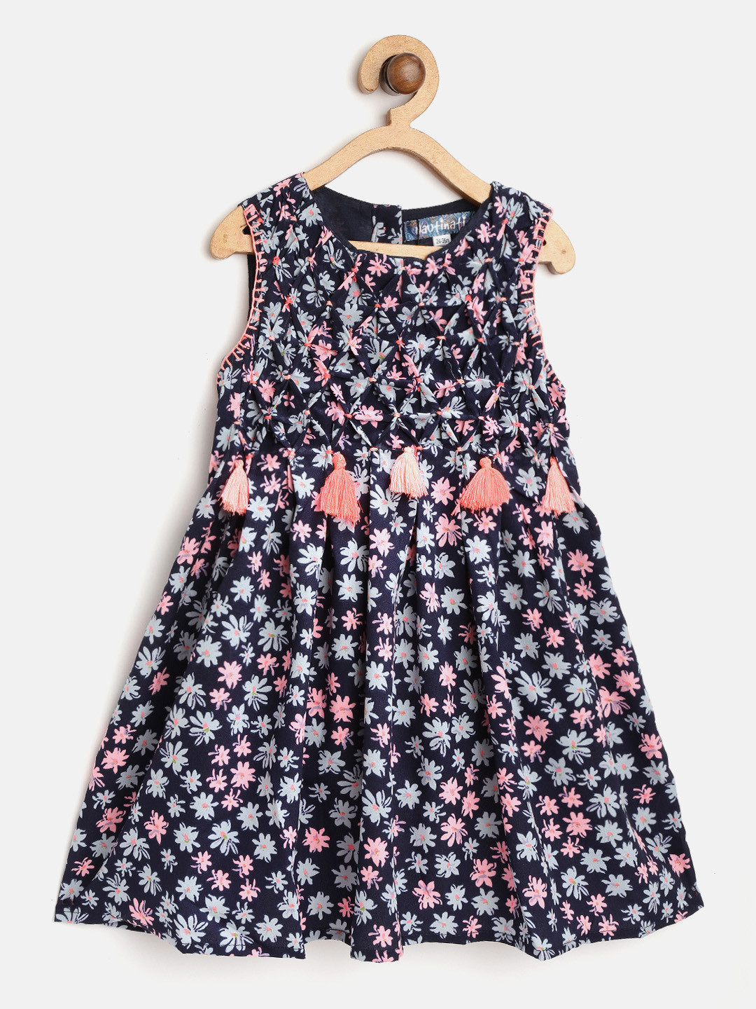 

Nauti Nati Girls Navy Blue & Pink Printed A-Line Dress