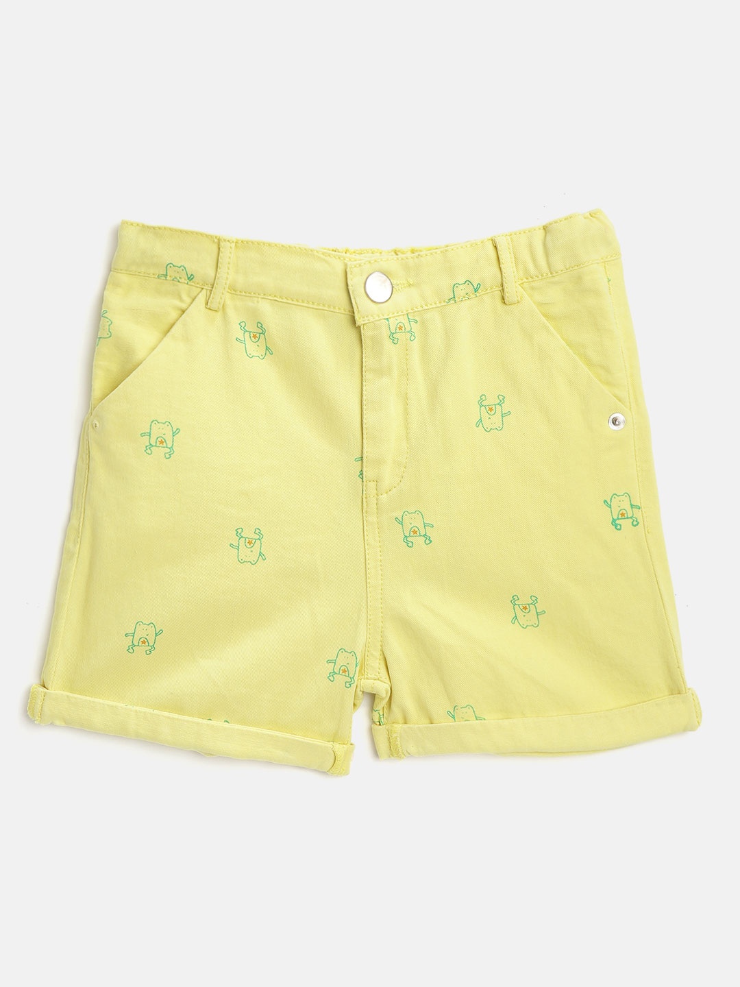 

Nauti Nati Boys Yellow & Green Frog Print Regular Fit Shorts